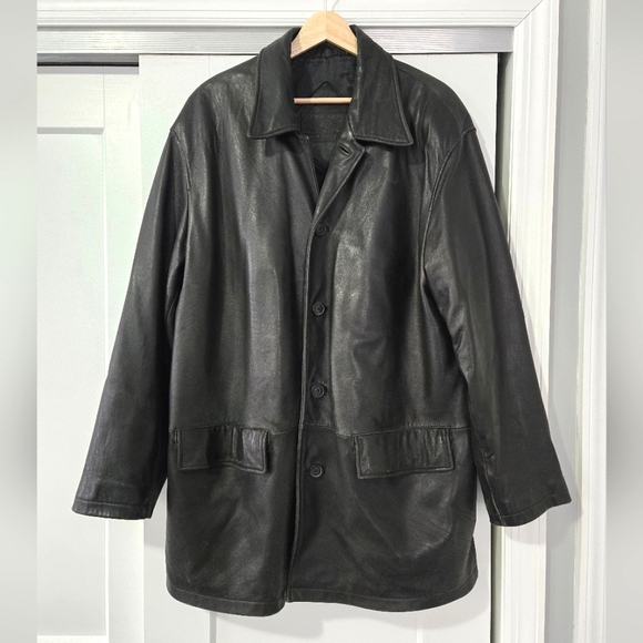 Roundtree & Yorke Leather Coat Mens Large - Picture 1 of 9